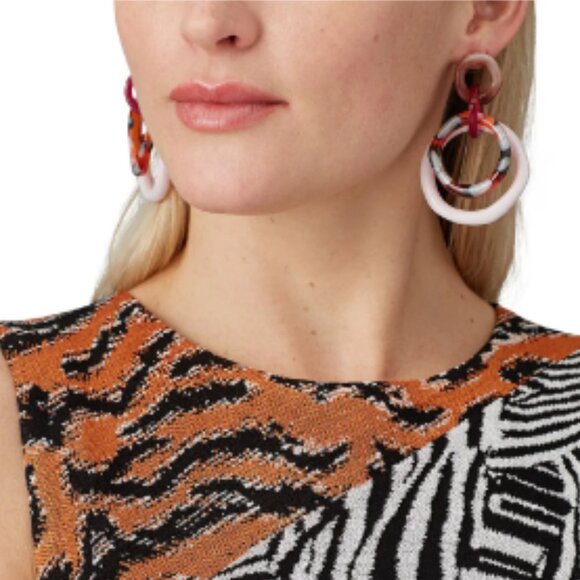 Lele Sadoughi Dusty Pink Twig Banded Hoops - Picture 5 of 10